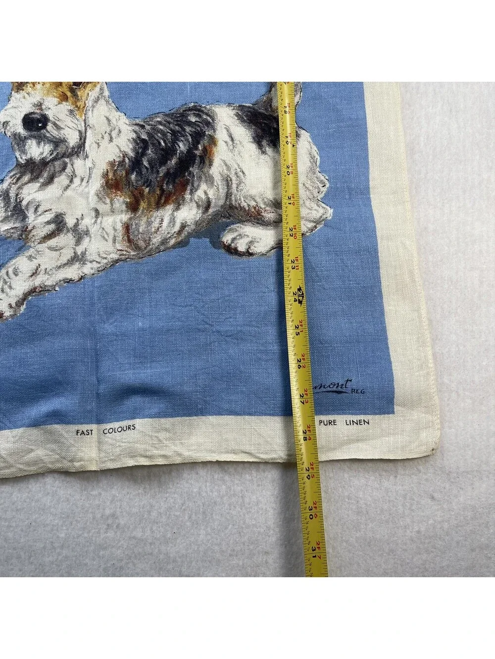 Vintage Irish Linen Tea Towel Dogs Russell terrier Made in Ireland